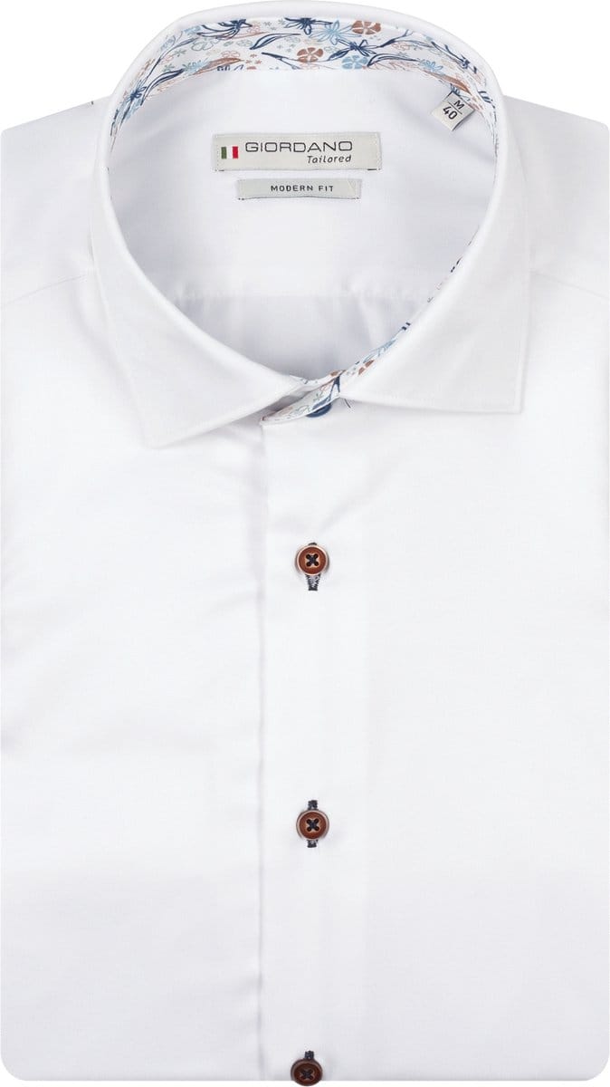 Giordano - Locarno – Heren – Semi Cutaway - Overhemd – Wit – 617864-10