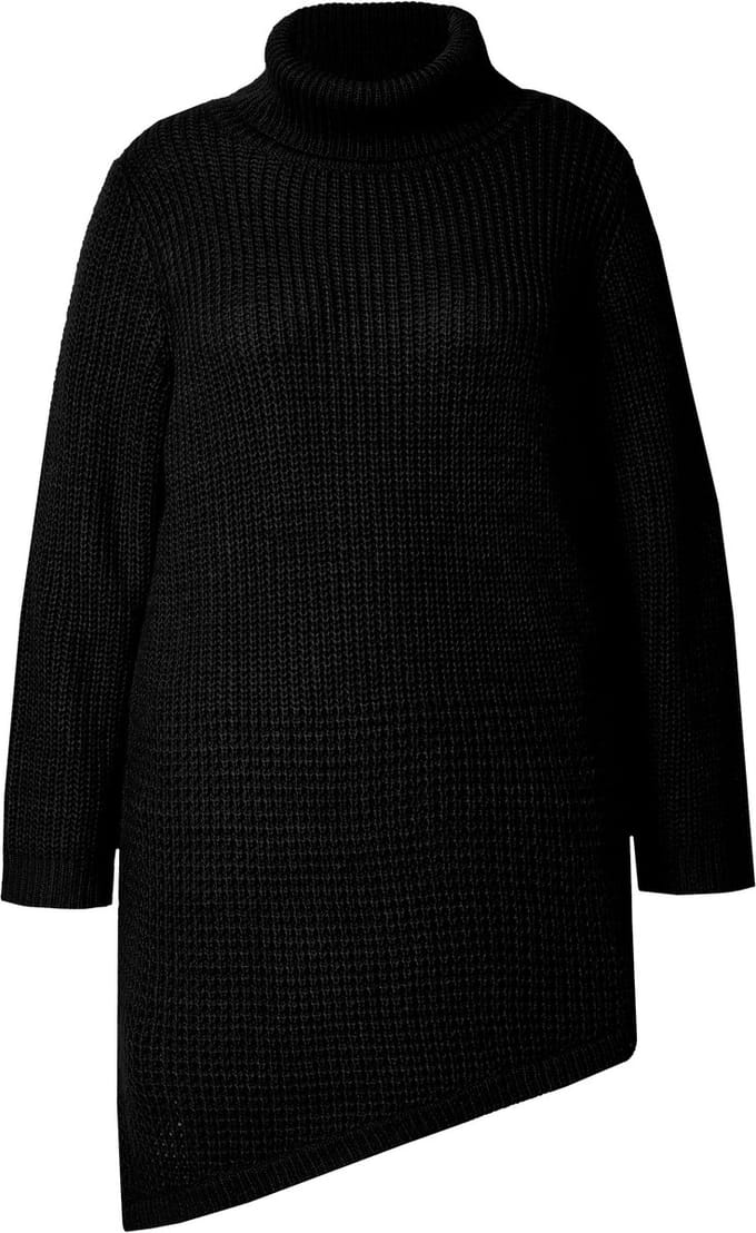 Angel of Style - Dames - Pullover straight fit gestructureerd breisel puntzoom - Zwart - Maat 54+