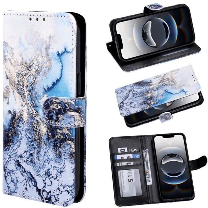Casemania - Bookcase - iPhone 17 - Marmer Blauw