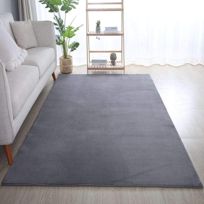 Flycarpets Alberta Laagpolig Fluffy Vloerkleed - Grijs - 80x150 cm