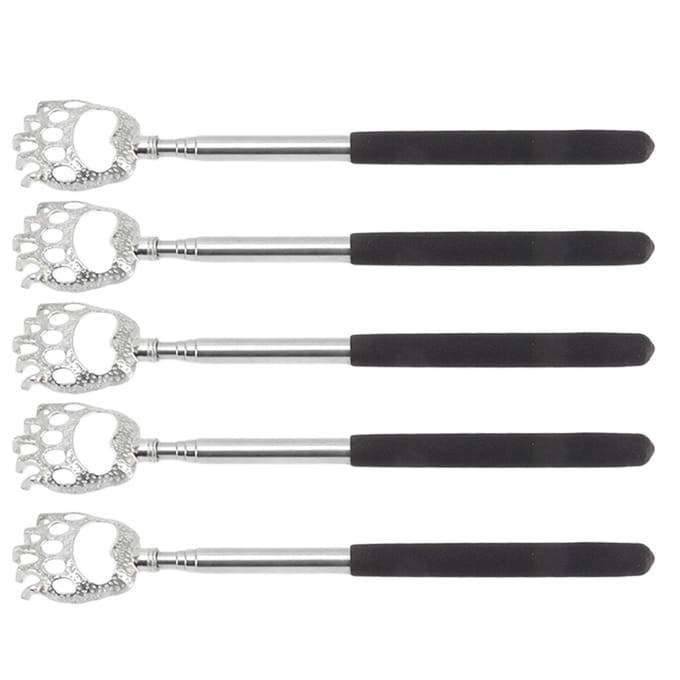 5 Stuks Rugkrabber Telescopische Rugkrabbers Roestvrij Staal voor Hoofd Lichaam Arm gray