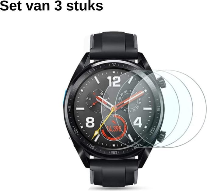 KELERINO. Screenprotector - Geschikt Voor Huawei Watch GT / Active - Gehard glas - 3 stuks