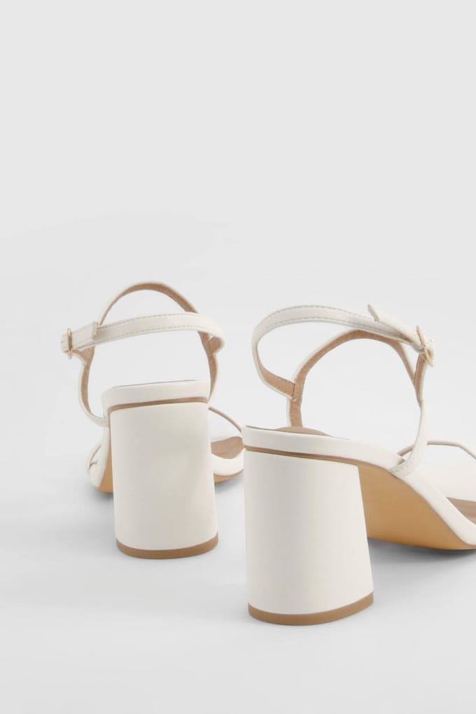 boohoo Dames Double Strap Slingback Block Heel Sandals | Wit | Maat: 39