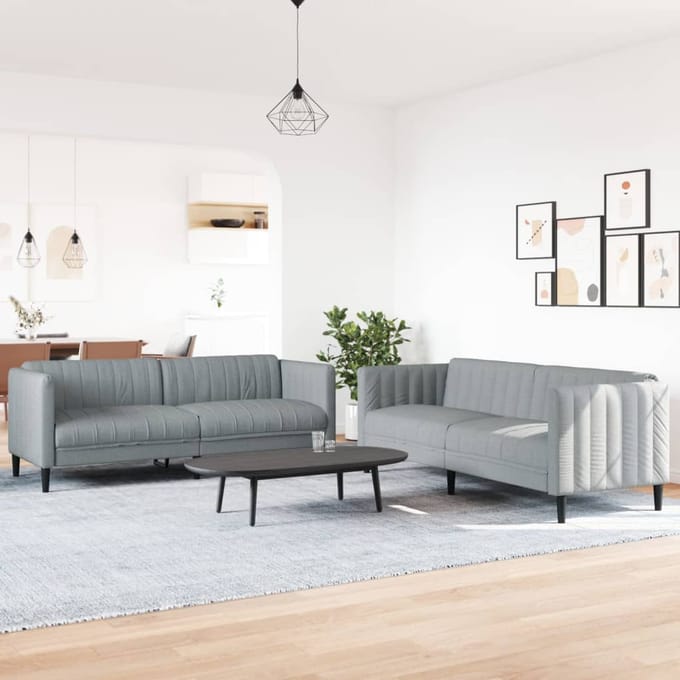vidaXL - 2-delige - Loungeset - stof - lichtgrijs