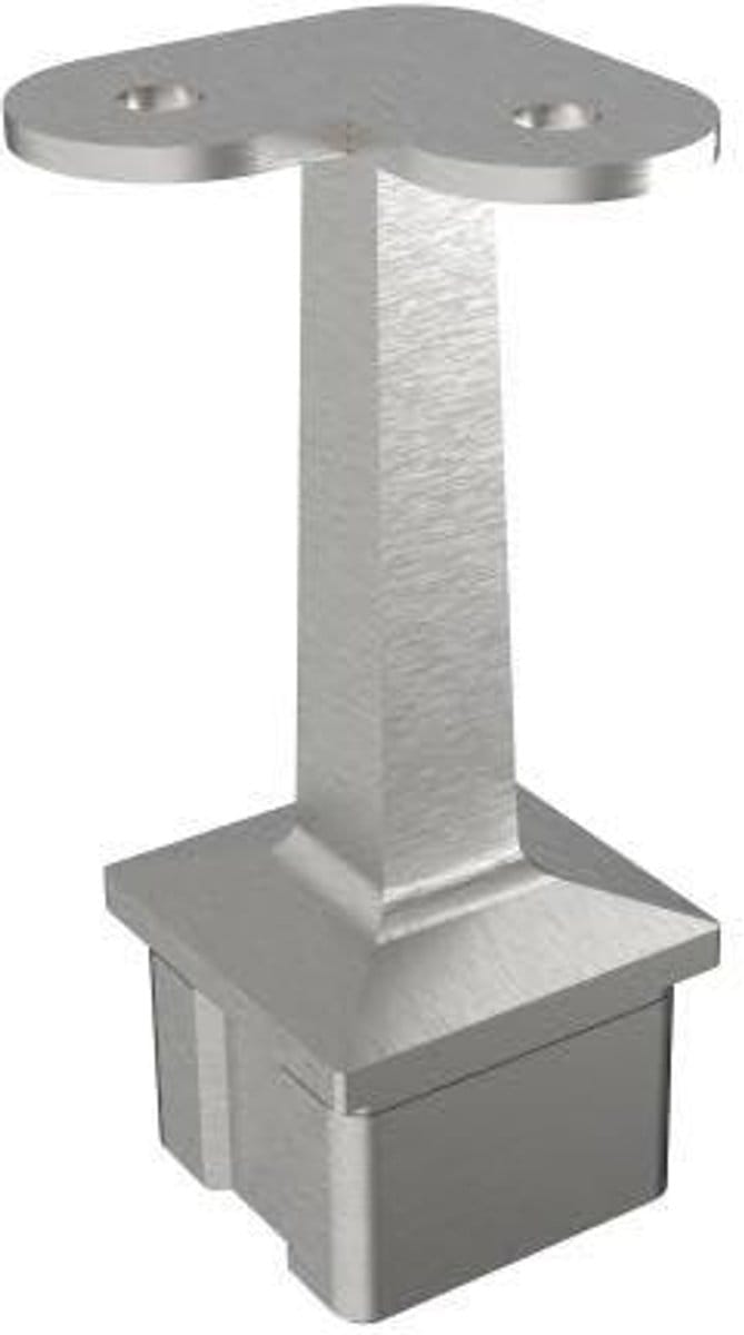 Leuninghouder Palen - Zuilopzetstuk RVS - Trap Constructie - Platte Uitvoering - 40x40 mm - Zilver