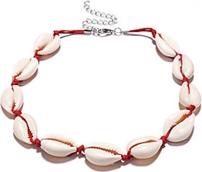Lajetti VSCO girl schelpen ketting rood - Verstelbare VSCO girls chocker