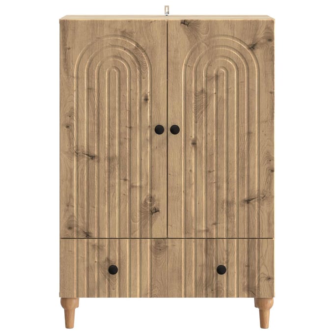 vidaXL - Dressoir - Artisanaal - eiken - 66 - x - 34,5 - x - 95 - cm - Bewerkt - hout