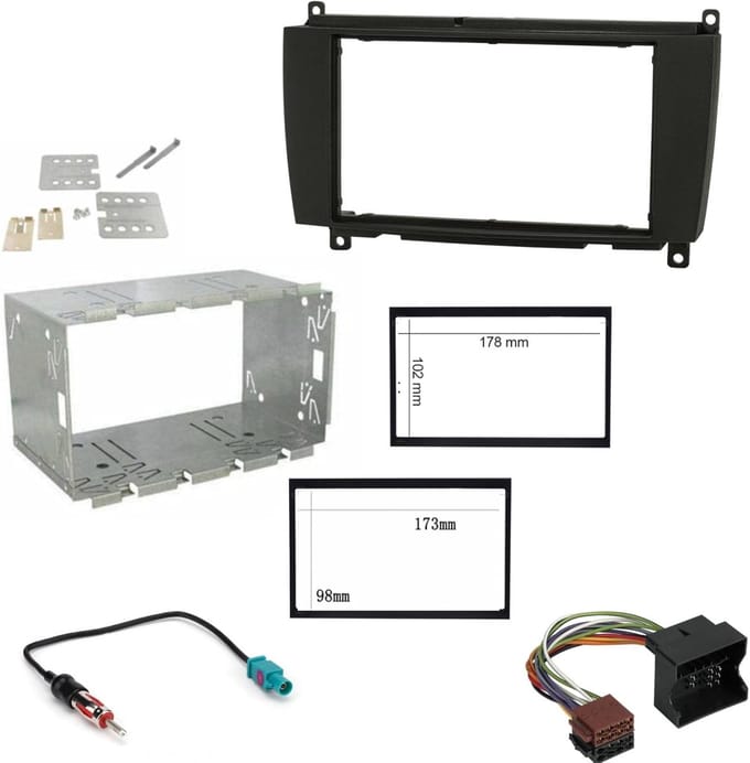 2 DIN Radio Inbouwframe Adapter voor Mercedes A/B/Viano/Vito/Sprinter & VW Crafter - Set