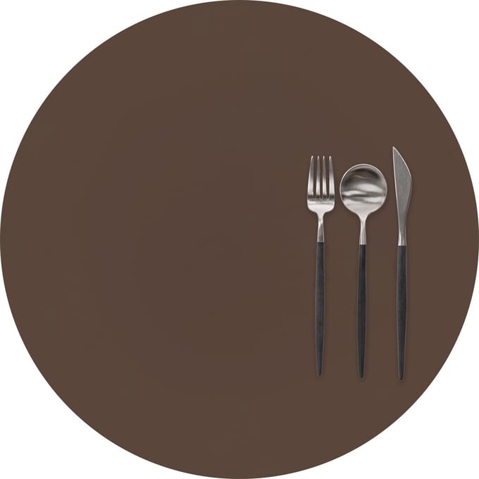 ZICZAC - Placemat TOGO - SET/6 - Rond - Dubbelzijdig - Kunstleer - Dia 38 cm, bruin