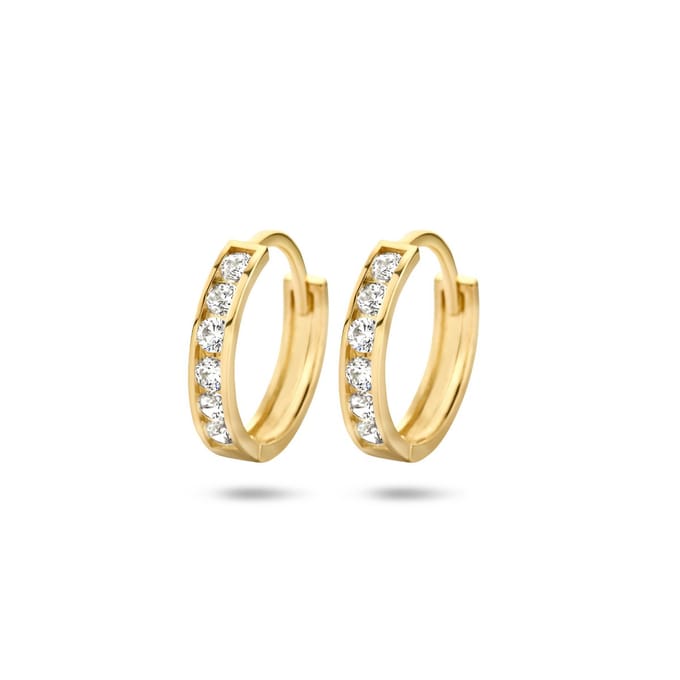 Marie Celeste klapoorringen zirkonia - 11 mm - Goud