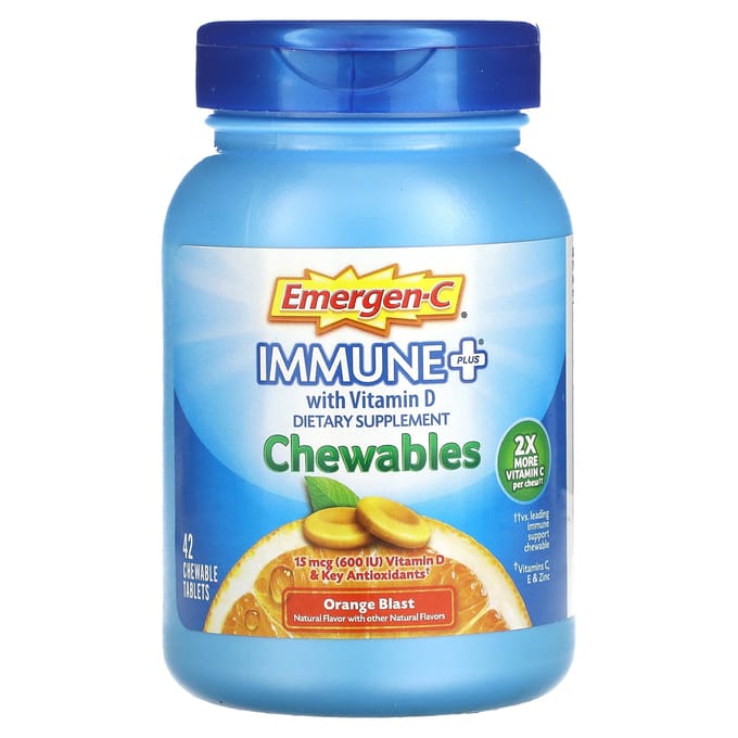 Emergen-C, Immune Plus avec vitamine D, Orange Blast, 42 comprimés à croquer