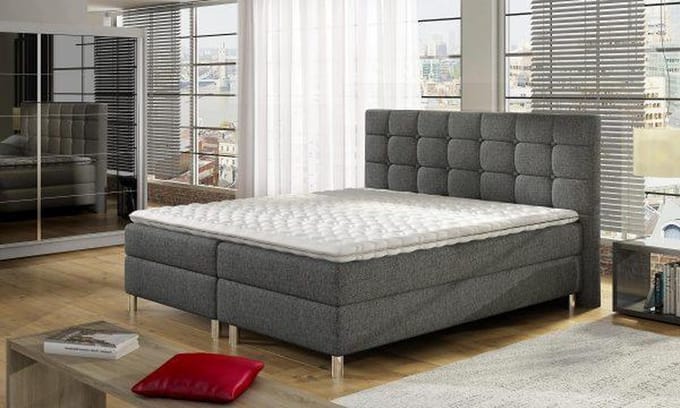 Boxspring Parijs - compleet - inclusief matras en topper 140x200 - antraciet