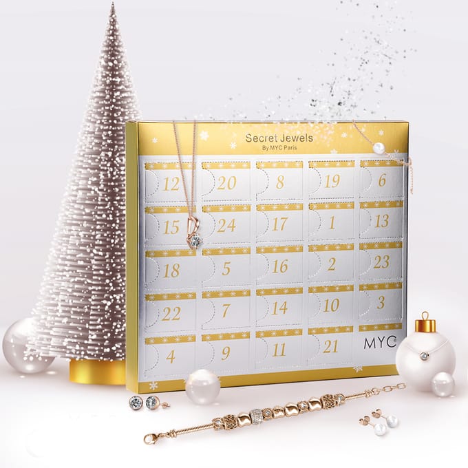 Adventskalender 13 juwelen en 11 parels - Roségoud