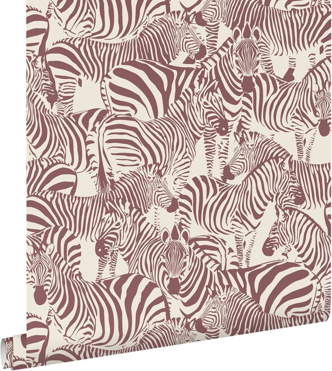 ESTAhome behang zebra's bordeaux rood - 50 x 900 cm - 132214