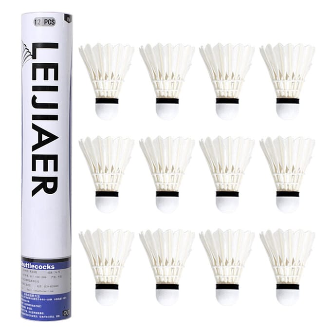 Pluimballen voor Badminton Buiten 12-Pack Beginners Training Badminton Pluimballen wit