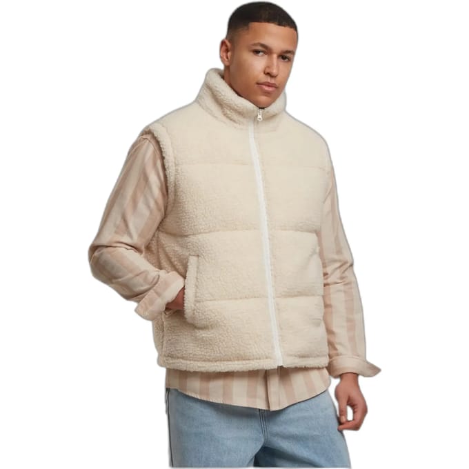 Urban Classics - Basic Teddy Puffer Mouwloos jacket - S - Creme