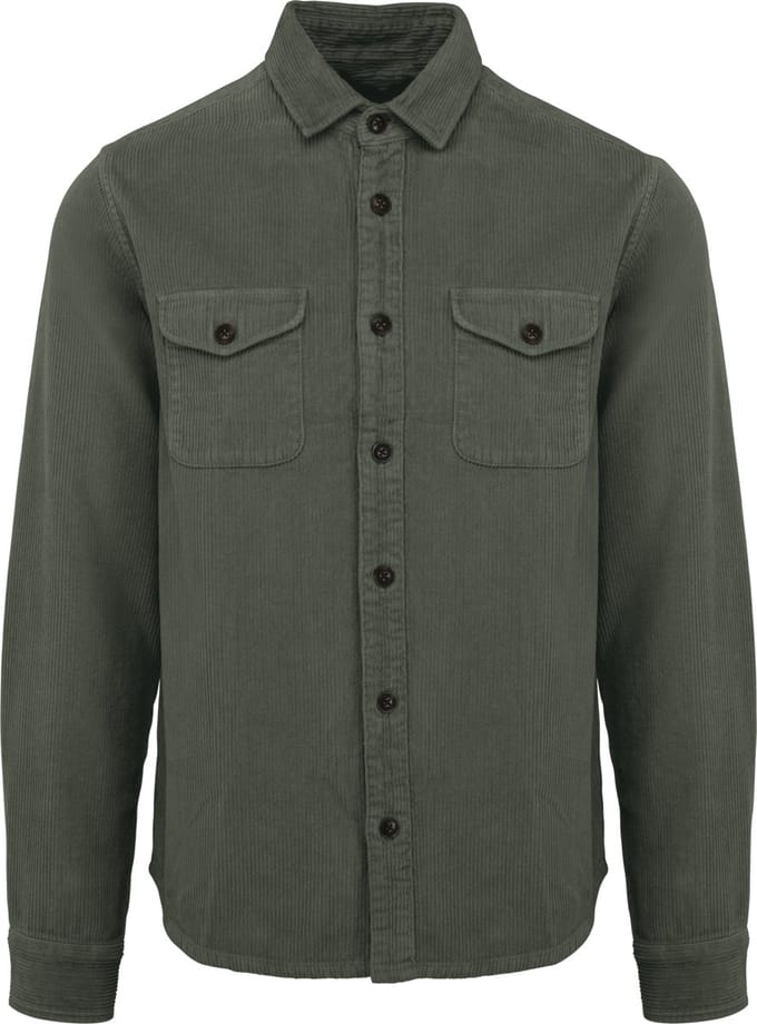 Spasso Ecologisch verwassen herenovershirt in ribfluweel SP519 - Washed Pale Khaki - M