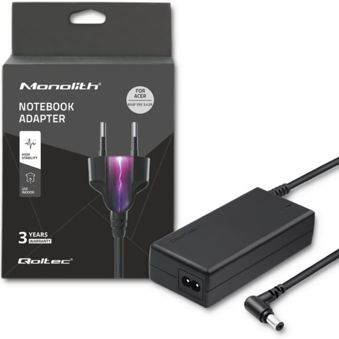 Qoltec laptopstroomadapter voor Acer 65W |   19V |   3.42A |   5.5*2.5 |   Stroomkabel
