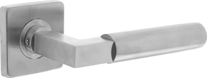 Intersteel Deurkruk Bau-stil op vierkant rozet rvs geborsteld