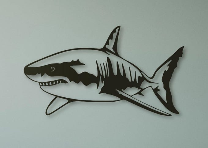 Wanddecoratie dieren | Shark - M (23x40cm)