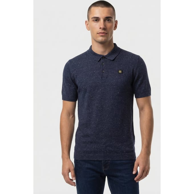 No Excess Pullover Short Sleeve Polo Melange With Linen Deep Blue Größe: XL | Poloshirts Outlet | Herren | Weiß