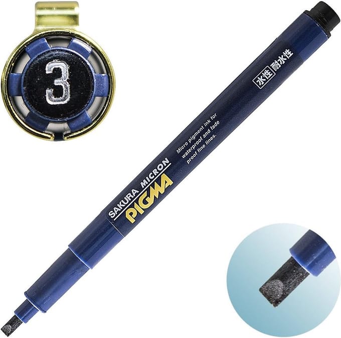Sakura Pigma Micron Fineliner Black Ink # 3 Blue / Black & Gold Limited Edition