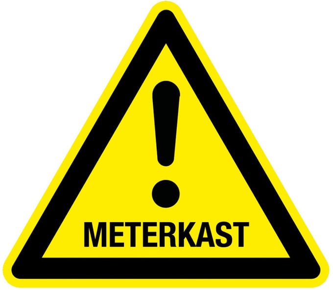 Waarschuwingsbord meterkast - kunststof 200 mm