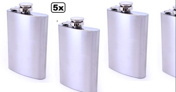 5x Drinkflesje roestvrijstaal 118 ml.