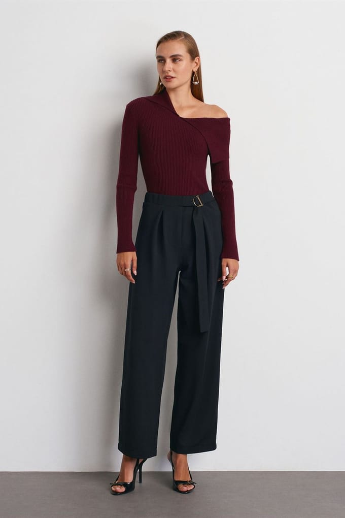 Hoge taille wijde broek van crêpe
