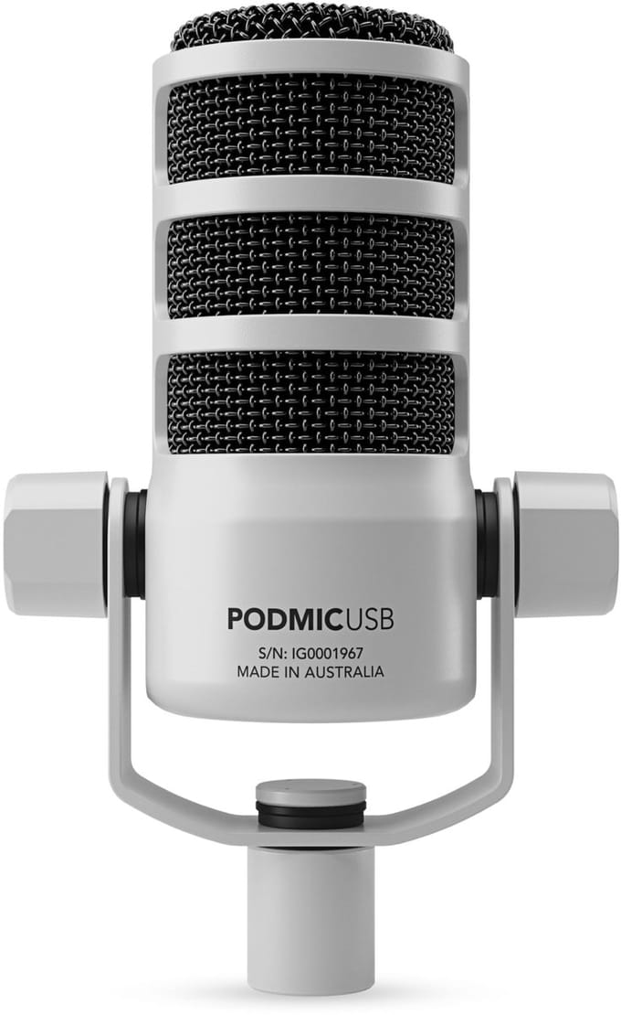 Statief USB-microfoon Rode PodMic USB White Zendmethode:Kabelgebonden