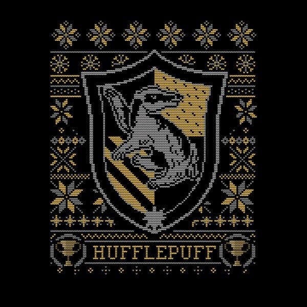 Harry Potter Hufflepuff Crest dames kerst t-shirt - Zwart - M