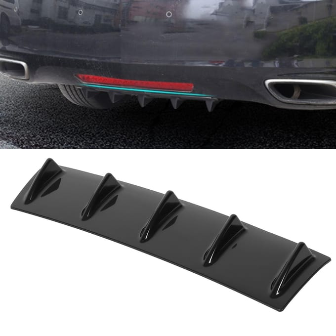 Achterbumperlip Diffuser Spoiler Weerbestendig Glanzend Zwart Universeel voor Auto Modificatie 5 Vinnen gray