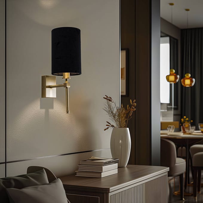 Argon Wandlamp Azzi textiel kap 1-lamp zwart