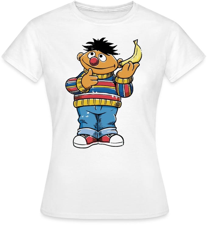 Sesamstraat Ernie Banana Telefoon T-Shirt Dames