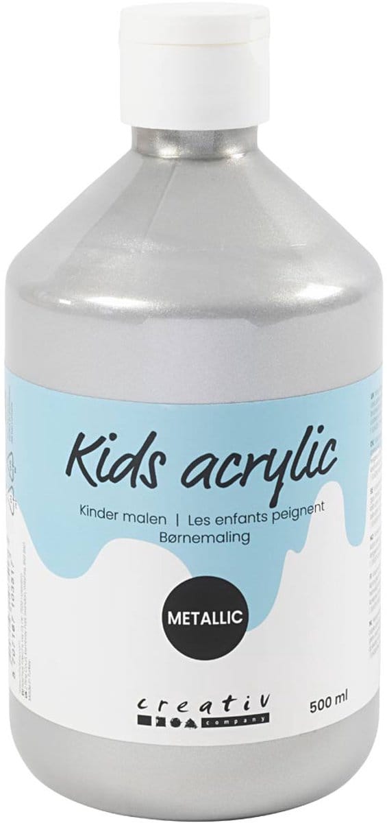 Acrylverf Metallic, metallic, zilver, 500 ml/ 1 fles
