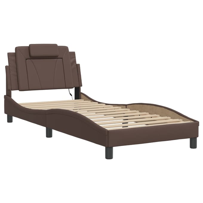 vidaXL - Bedframe - "Viana" - met - LED - zonder - matras - bruin - 80x200 - cm