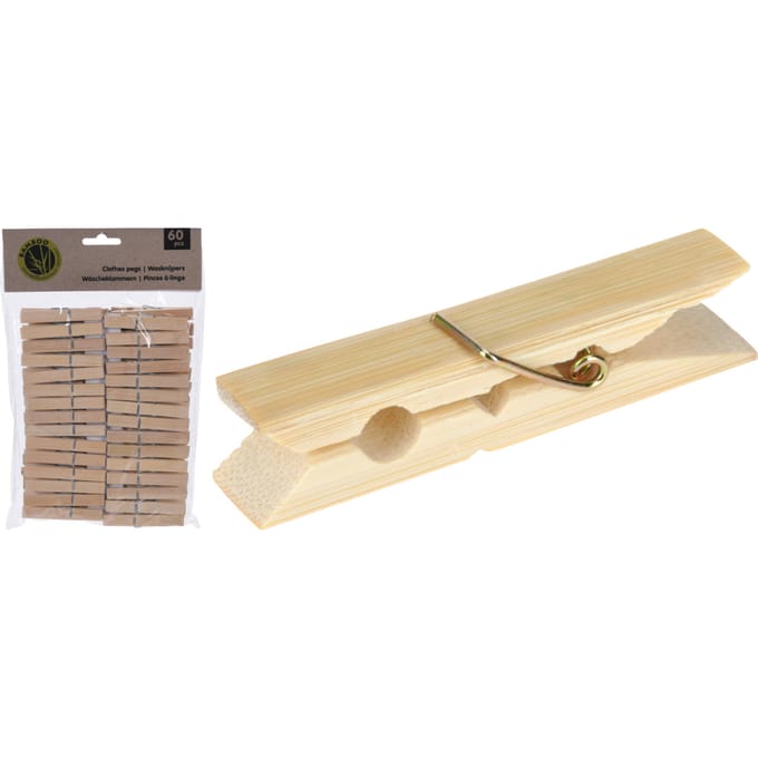 Bamboe - Wasknijpers - 60 Stuks