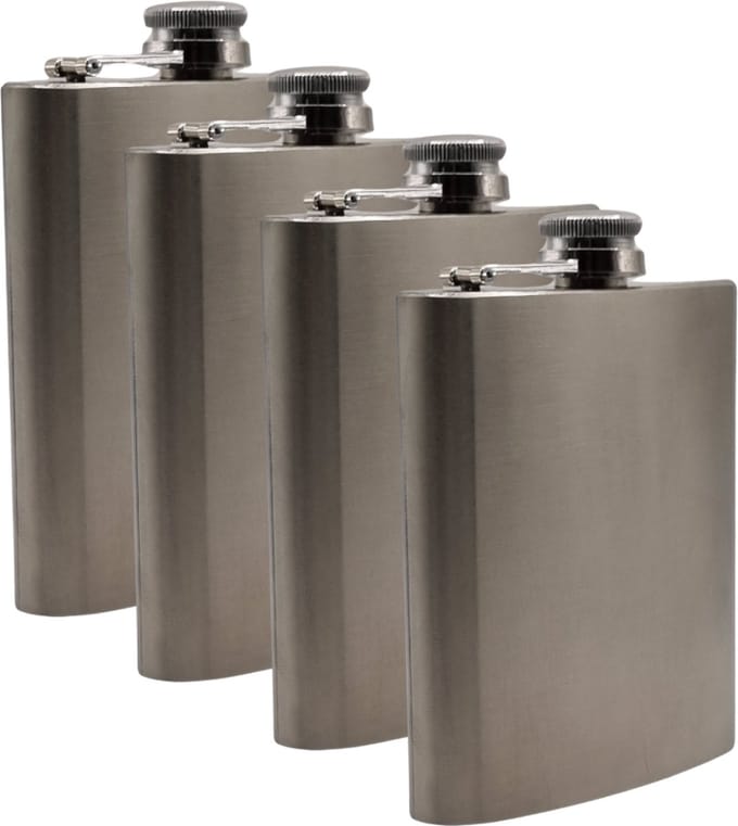 Heupfles - heupflacon - zakflacon - platvink - RVS - 200ml - 4 stuks - STEGGER