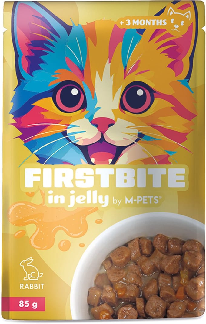 M-PETS firstbite in gelei konijn 85g pouch - 12st per display - per 12