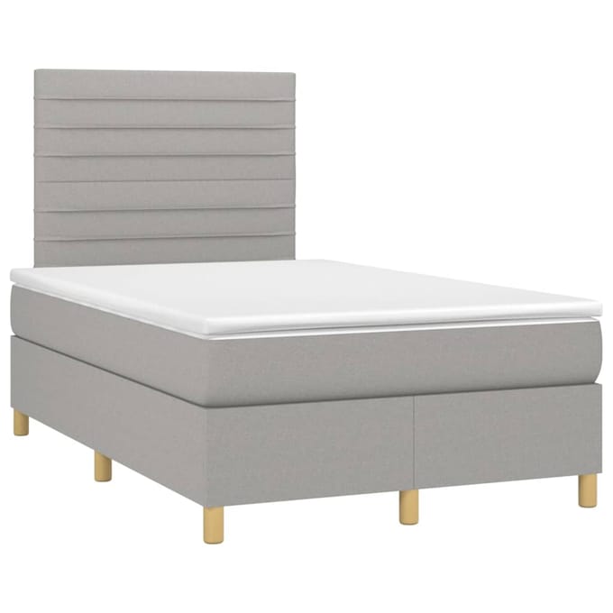 vidaXL - Boxspring - met - matras - en - LED - stof - lichtgrijs - 120x200 - cm