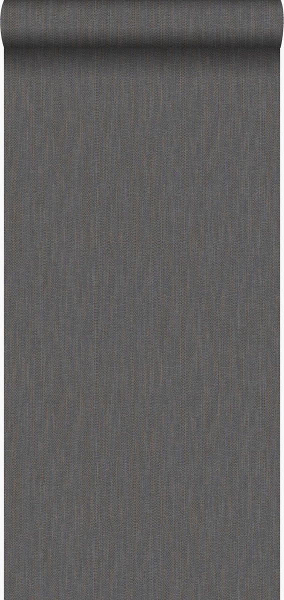 Origin Wallcoverings behang grasweefsel met linnen look donkerbruin - 53 cm x 10.05 m - 347360