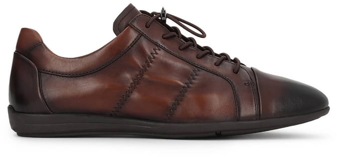 Brown men's leather shoes with shaded upper