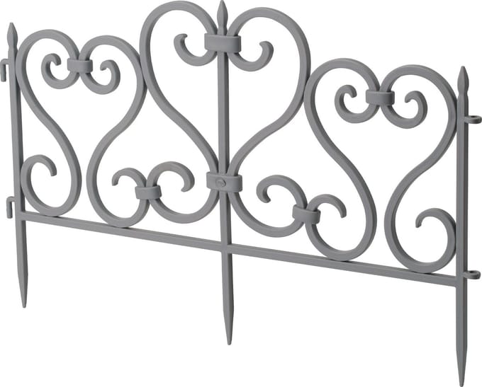 Formplast Tuinhekjes - 5x stuks - kunststof - 250 cm - grijs - borderrand - tuinafscheiding