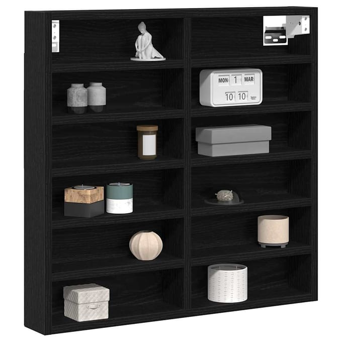vidaXL - Display - Kast - Muurmontage - Zwart - Eiken - 60 - x - 8,5 - x - 58 - cm