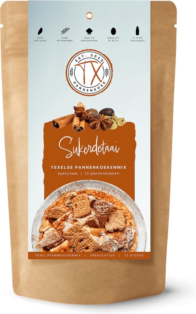 TX Pannenkoek -Sukerdetaai - Texelse pannenkoekenmix - Speculaas - 450gram - 12-16 pannenkoeken