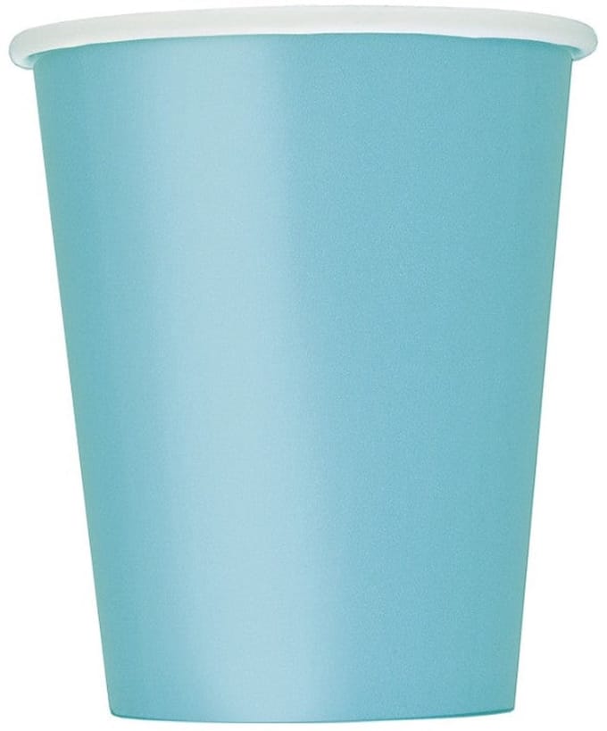 8 papieren bekers turquoise 250ml