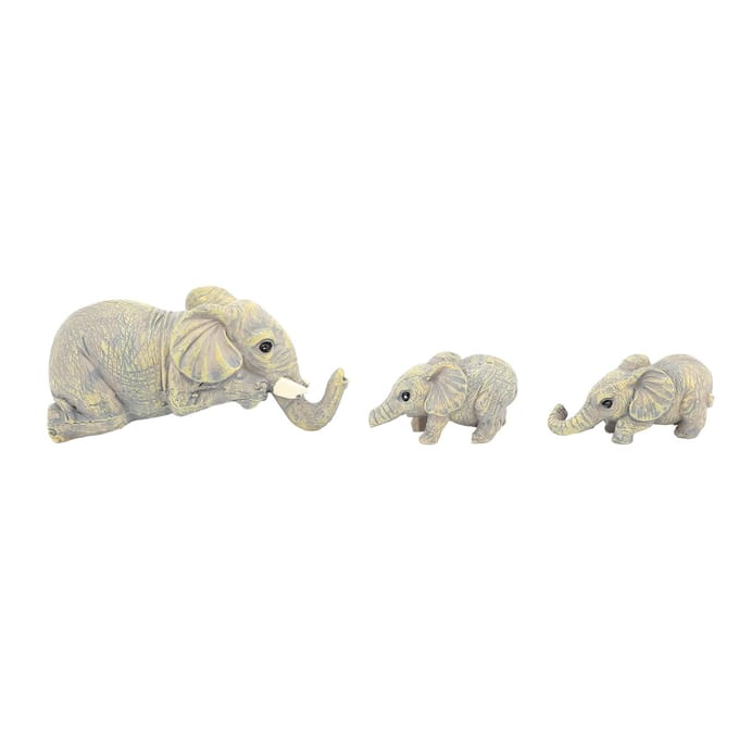 Schattig Olifantenbeeld Decoratief Ornament Handgeschilderd Hars Moeder Baby's Olifantenbeeldjes voor beige