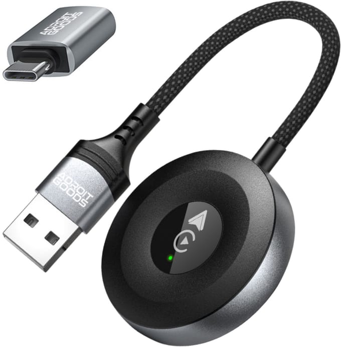 AdroitGoods CarPlay Draadloze Carplay-adapter - Geschikt voor IOS/iPhone en Android - Usb-A/Usb-C