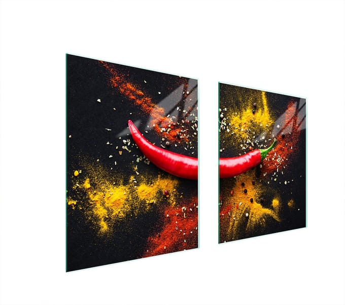 TMK ArtDeko Serie - Glazen Beschermplaat - 85x52cm - Chilli