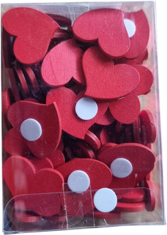 100x Houten hartjes met plakker (Valentijn, huwelijk, liefde)